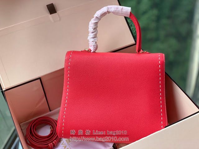 DELVAUX女包 Brillant系列手袋 原廠牛皮 德爾沃女手提包 女手拎包 Delvaux單肩斜挎包 DF0028手縫胭脂粉  fcs1373